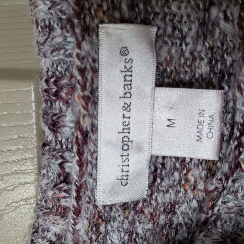 Christopher & Banks Burgundy blend knit cowl neck long sleeve sweater medium - Picture 4 of 6